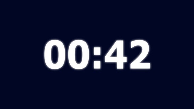 47 Seconds counting timer number animation. on a black background. and creating a stunning 4k video.