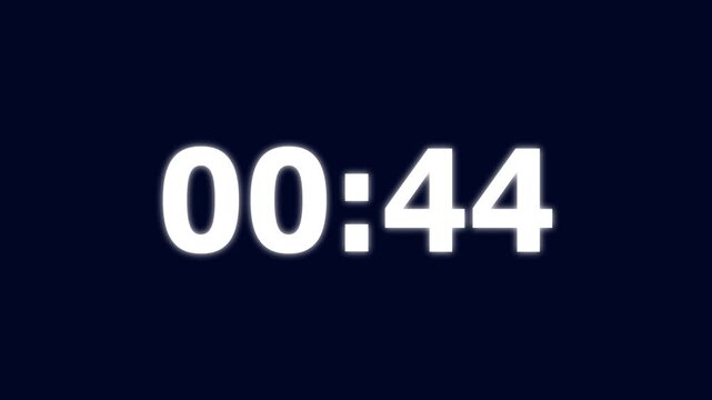 49 Seconds counting timer number animation. on a black background. and creating a stunning 4k video.