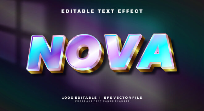 nova 3d text effects, gradient colors. Text style effects.