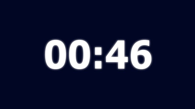 51 Seconds counting timer number animation. on a black background. and creating a stunning 4k video.