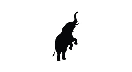 Dynamic elephant silhouette standing on hind legs with trunk raised © hb07822552