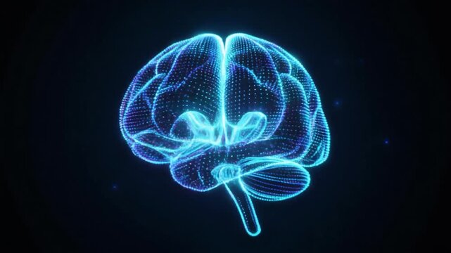 Digital Neural Brain Glowing and Pulsing in Futuristic Data Space