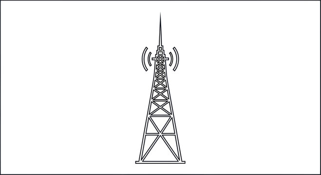 Telecommunication Tower with Signal Waves