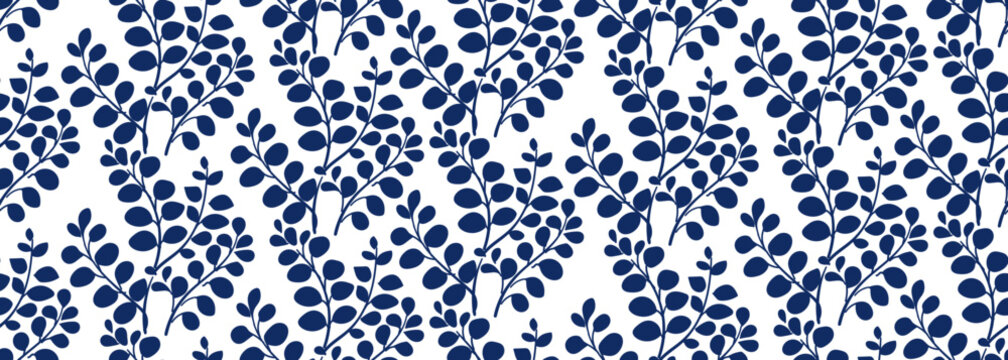  abstract leaves seamless vector pattern hand drawn ink traditional oriental asian Indian design isolated