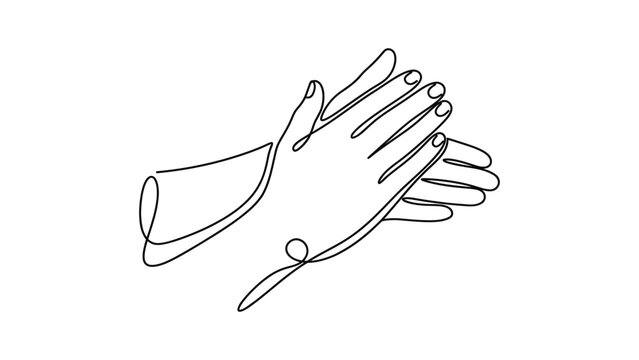 Continuous one line drawing of human hands clapping. Continuous line style. Hand drawn. Line art. Vector design. illustration