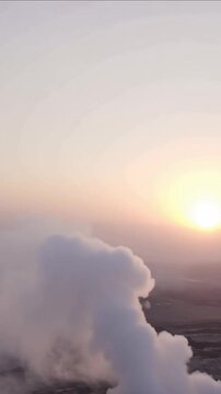 Erta Ale volcano Danakil Depression Ethiopia, eruption. Aerial view in vertical video.
