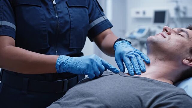 Medical professional performing chest compressions on patient during emergency procedure.