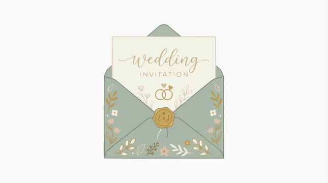 Romantic Wedding Invitation: An elegant wedding invitation nestled within a beautifully decorated envelope, perfect for celebrating love and new beginnings.
