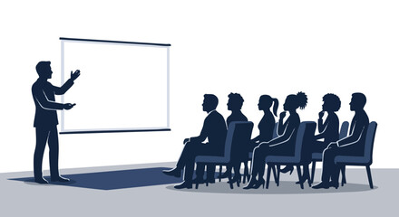 Fototapeta premium Presenter speaking to audience in a conference room setting 