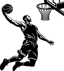 Powerful Slam Dunk Basketball Silhouette Vector © Shaima