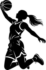 Powerful Female Basketball Slam Dunk Silhouette © Shaima