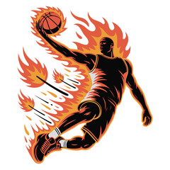 Flaming Basketball Player T-Shirt Design © CreativeTShirt