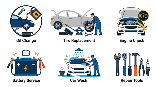 Car Repair Service Garage Tools.