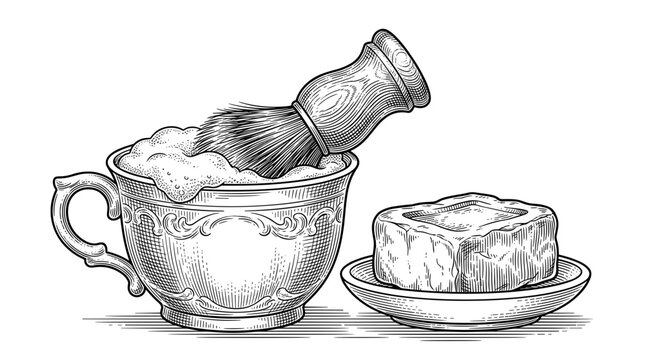 Vintage Shaving Mug With Brush And Soap
