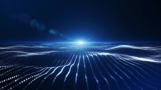 Glowing Blue White Light Particles Cinematic Loop Background Abstract Technology Motion