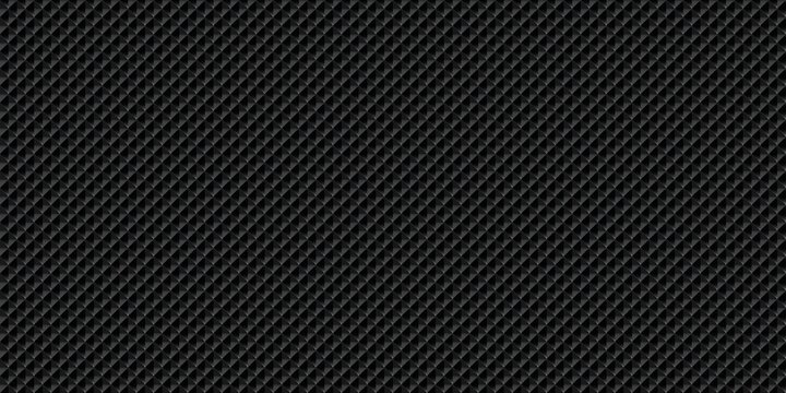 Black carbon fiber seamless pattern background. Luxury dark metallic texture with geometric square grid for industrial and technology design.