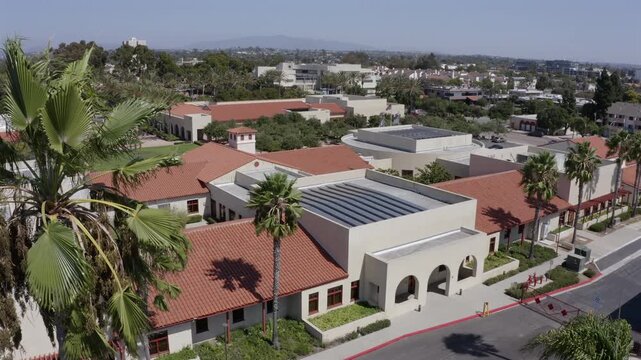 Daytime aerial view of the downtown skyline and civic center of Chula Vista, California, USA.