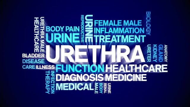 Urethra animated word cloud-text design animation tag kinetic typography seamless loop.