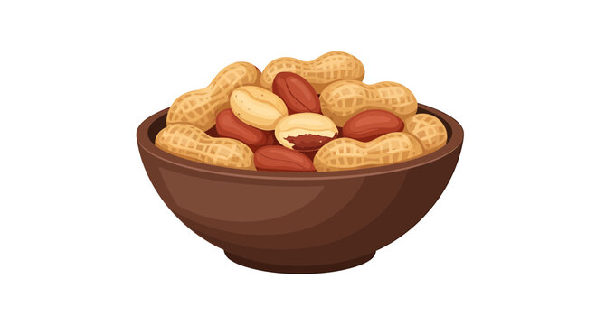 Roasted peanuts in shell and peeled in a wooden bowl