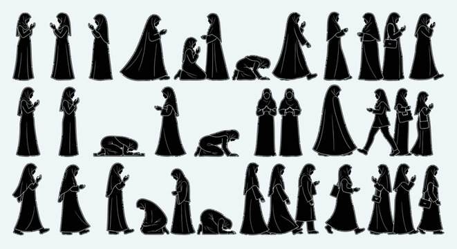 People in various dance poses silhouettes.