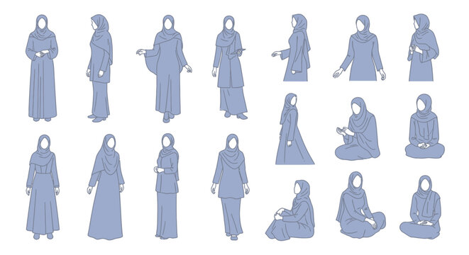 People Wearing Traditional Islamic Clothing.