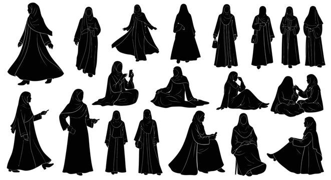 Silhouettes of people in robes sitting.