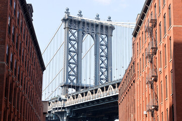 Fototapeta premium Scene Showcases Contrasting Materials And Shapes In Vibrant Urban Setting new york