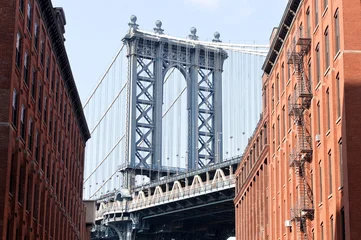 Fototapeten New York Scene Showcases Contrasting Materials And Shapes In Vibrant Urban Setting new york  © aletia2011