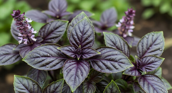 Purple leaves of a Persian shield plant.