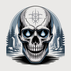Gray Skull with Blue Eyes. © Tata