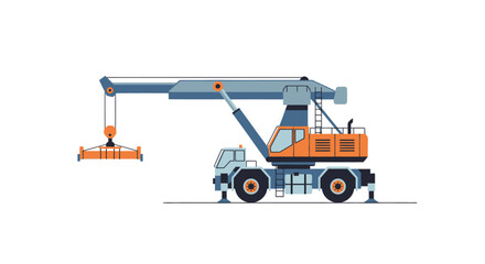 Mobile lifting crane at a construction site, vector illustration. © Jaya