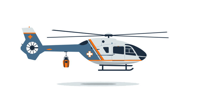 Medical rescue helicopter vector illustration isolated on white background.