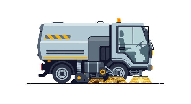 A modern street sweeper truck on a white background.