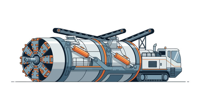Illustration of a powerful tunnel boring machine for underground construction.