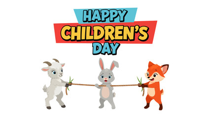 Fototapeta premium Children's Day: Capturing the essence of innocence and happiness, the image features playful animals celebrating a special day