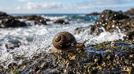 Obraz premium sea snail in the water