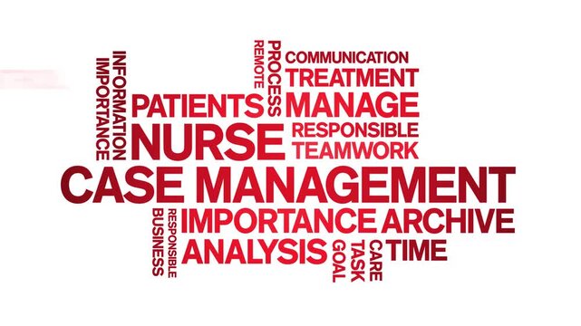 Nurse Case Management animated word cloud-text design animation tag kinetic typography seamless loop.