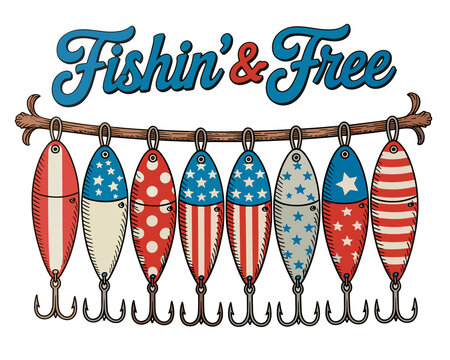 Fishing And Free Lake Fish 250th Anniversary Patriotic 4th Of July Independence Day 1776 2026

