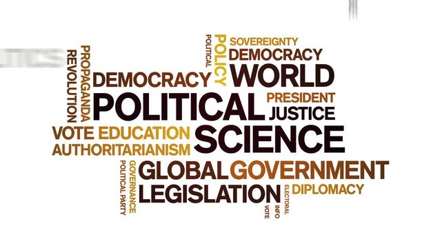 Political Science animated word cloud-text design animation tag kinetic typography seamless loop.