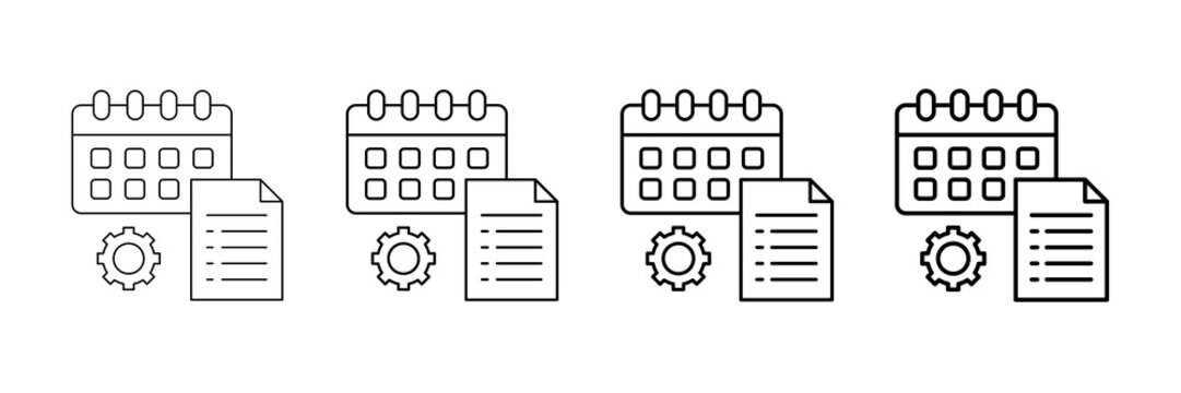 Task Manager Icons Vector Set In Different Stroke Line Style