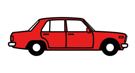 Fototapeta premium Red Sedan Car Icon Isolated on White Background