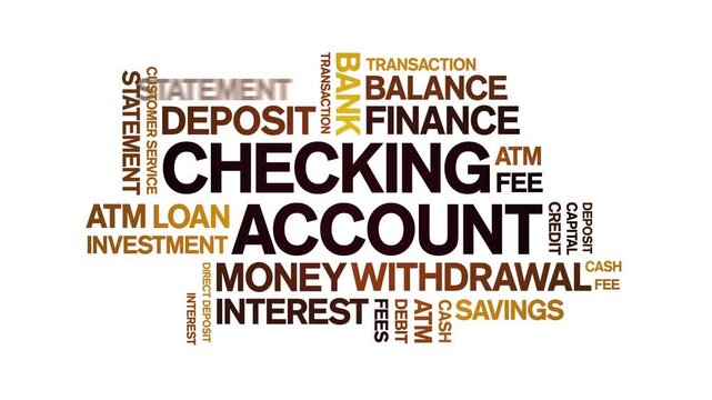 Checking Account animated word cloud-text design animation tag kinetic typography seamless loop.