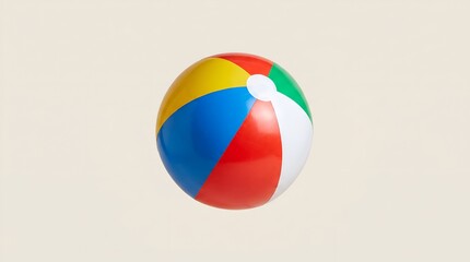Fototapeta premium Colorful Beach Ball Floating Isolated on Beige Background - Summer Fun