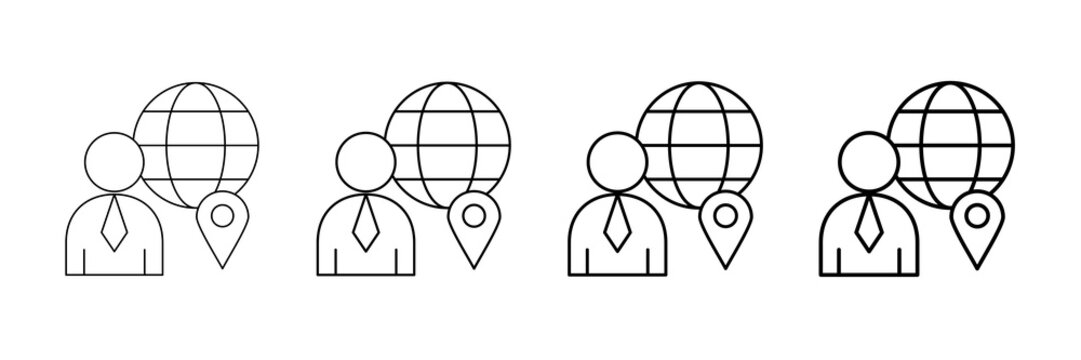 Regional Manager Icons Vector Set In Different Stroke Line Style