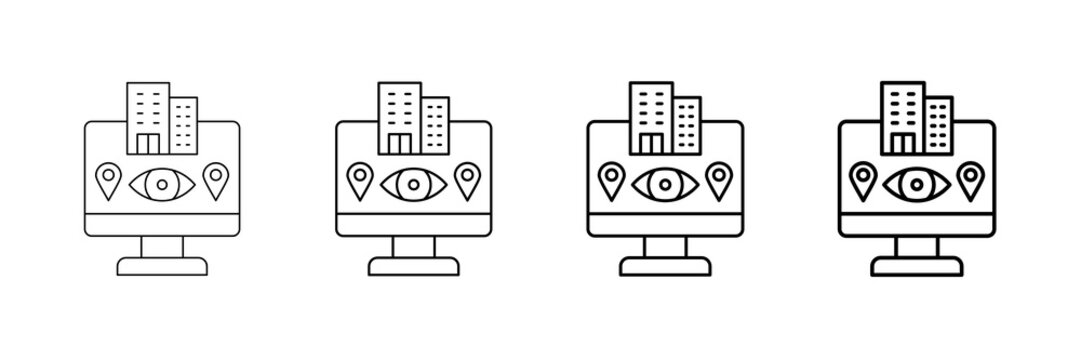 Remote Monitoring Icons Vector Set In Different Stroke Line Style