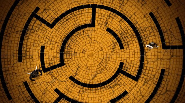 theseus exploring the labyrinth with the minotaur in greek mythology
