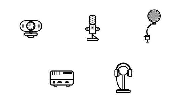 Audio Streaming Setup Minimalist Tech Icons Bundle Loop