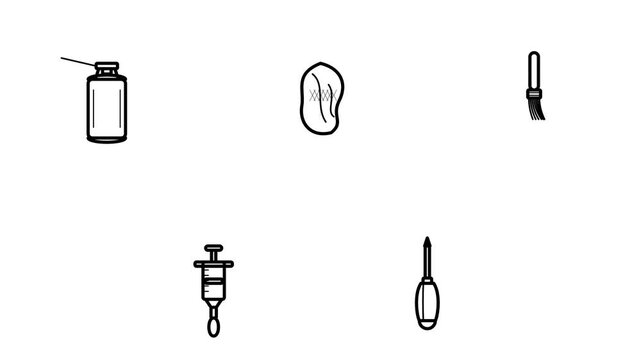 PC Maintenance Cleaning Minimalist Tech Icons Bundle Loop