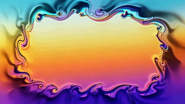 Abstract Colorful Frame With Sunset Gradient Border Motion.
