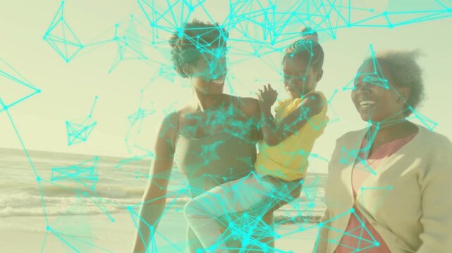 Mom carrying child walking beach child shifting making mom securing hold tech net moving over faces